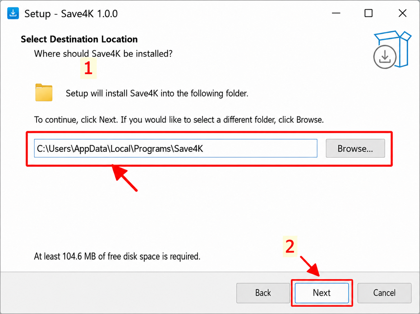 Choose an install location